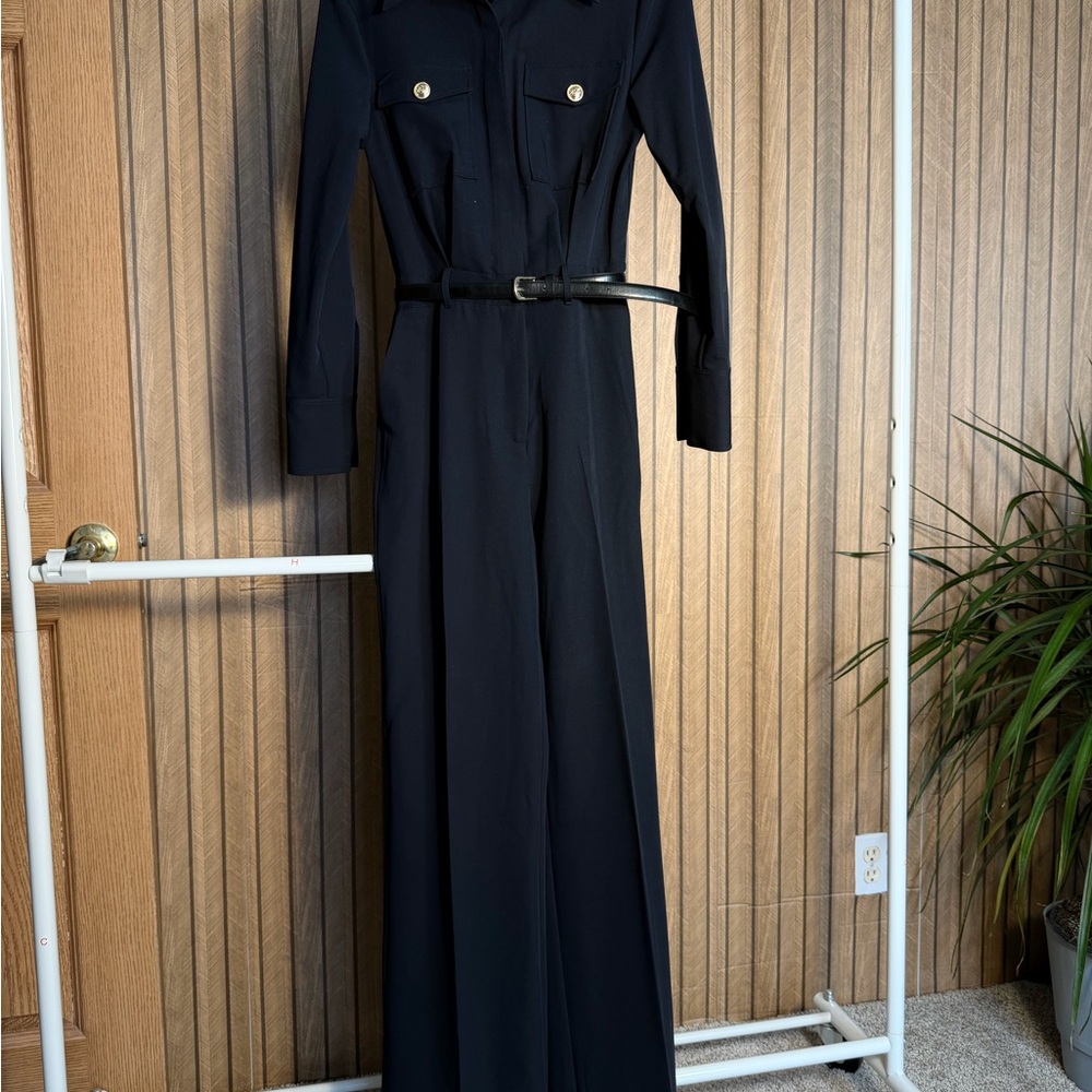 Mango Black Belted Jumpsuit